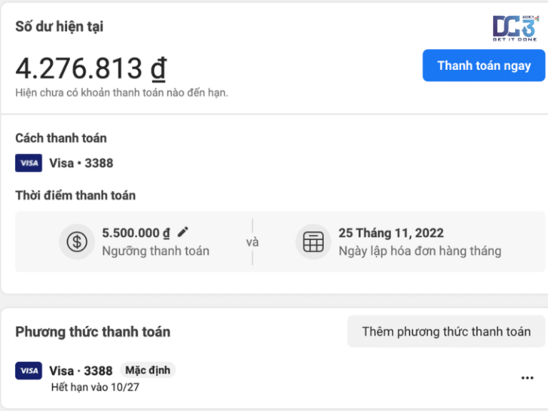 lập hóa đơn thanh toán facebook