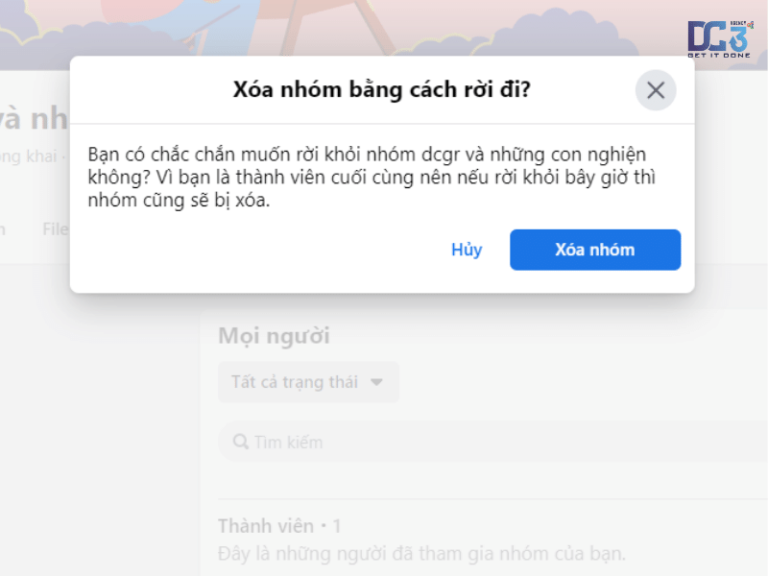 xóa nhóm trên facebook