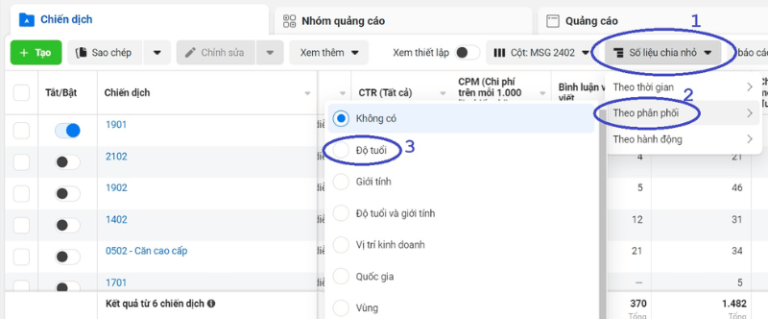 báo cáo quảng cáo trên trình quản lý quảng cáo