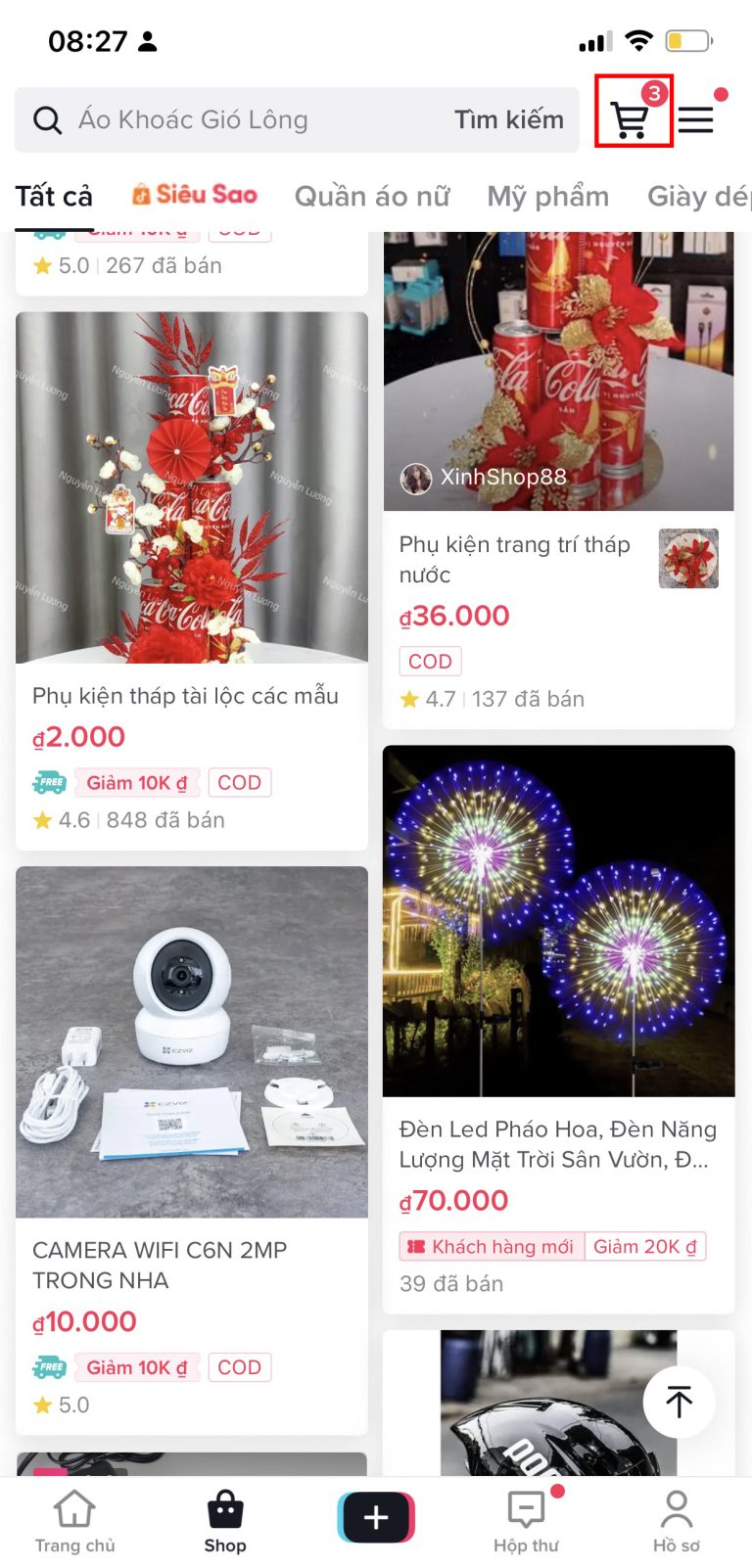 cách xem giỏ hàng trên tiktok