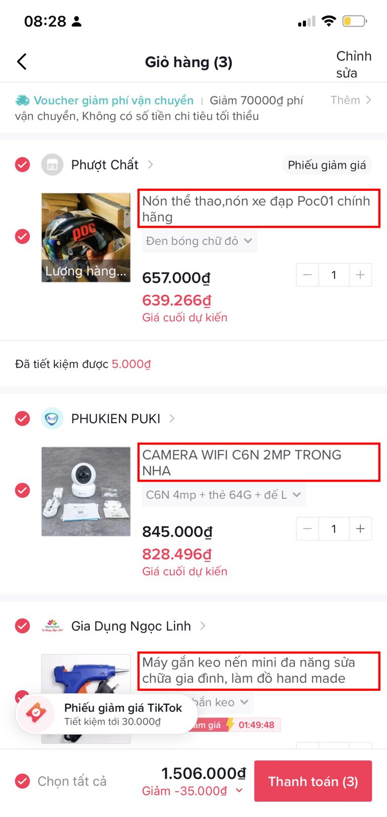 cách xem giỏ hàng trên tiktok