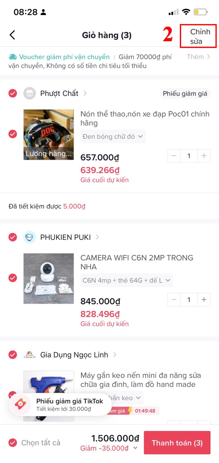 cách xem giỏ hàng trên tiktok