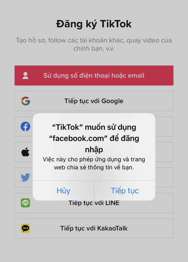 đăng kí tài khoản tiktok