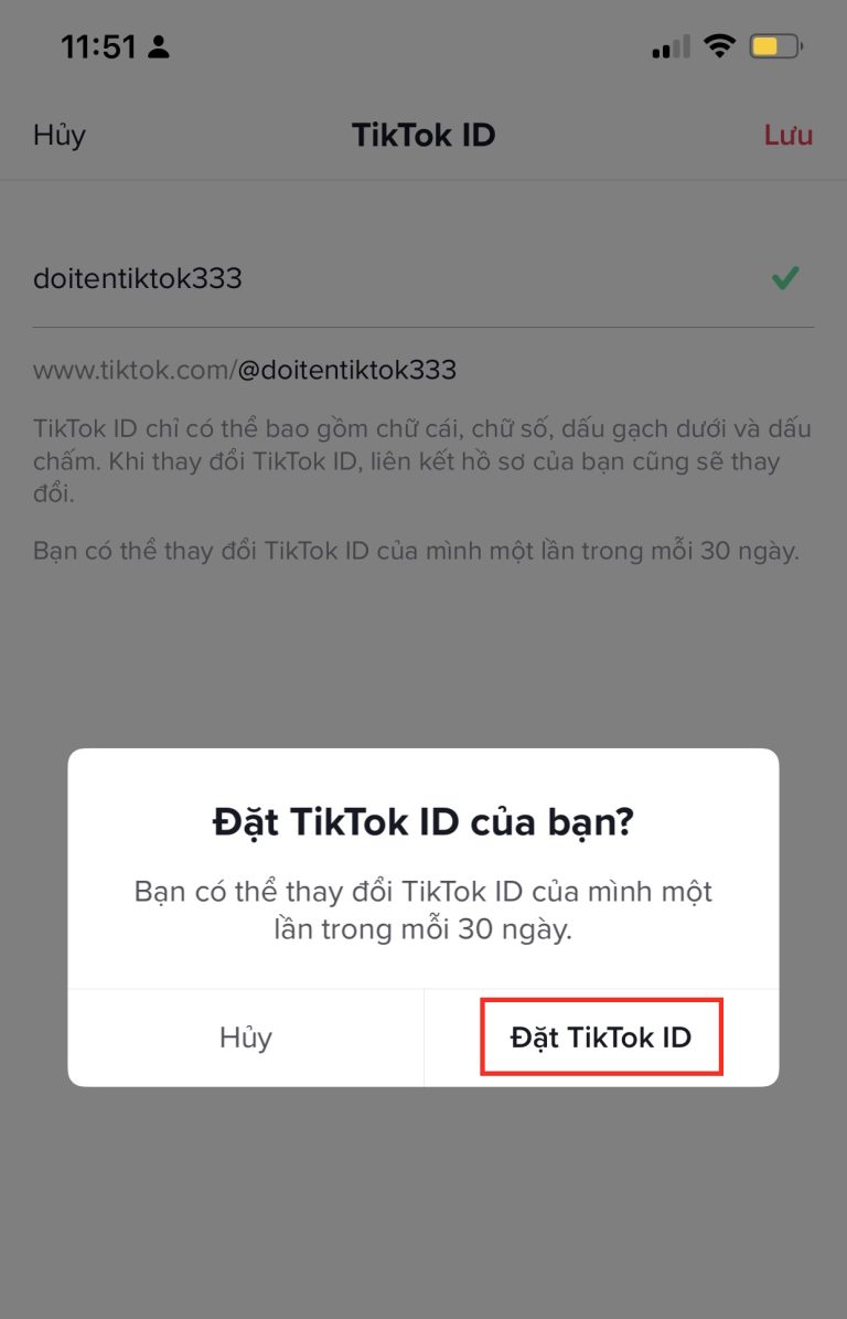 đặt lại id tiktok
