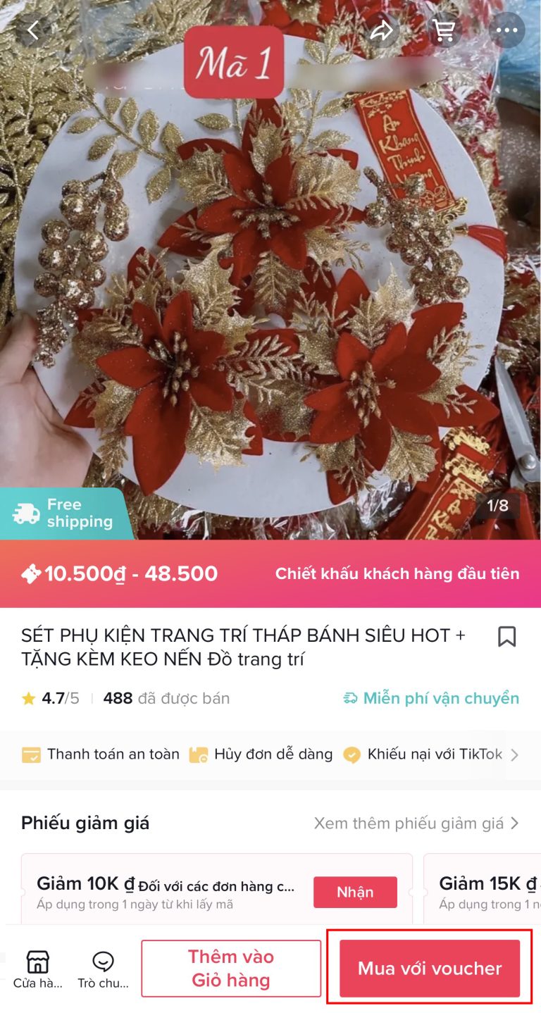 mua hàng trên tiktok  bằng voucher