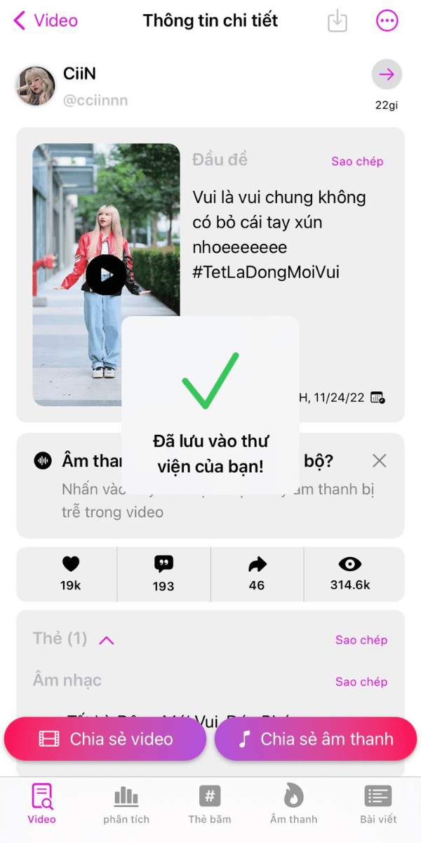 Sau khi chuyển đổi xong, Sếp có thể tải về Video không có Logo Tiktok