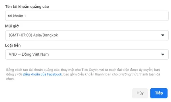 Tại cửa sổ mới, sếp điền đầy đủ các thông tin