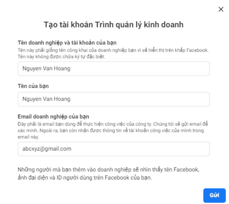 Để tạo BM Facebook, trước tiên sếp cần đăng nhập vào tài khoản cá nhân sẽ là quản trị viên