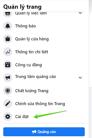 Sếp tìm mục Quản lý trang -> Cài đặt.