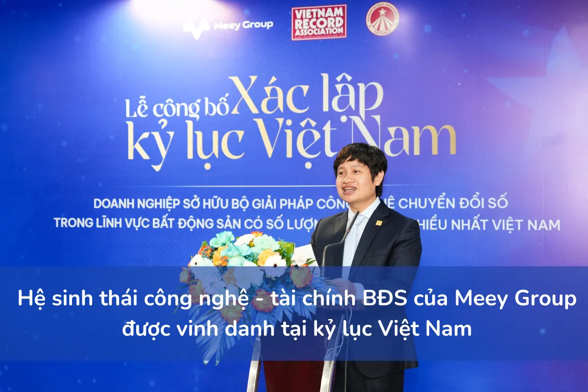 Ông Hoàng Mai Chung – Chủ tịch HĐQT Meey Group phát biểu tại lễ công bố xác lập kỷ lục Việt Nam Ông Hoàng Mai Chung – Chủ tịch HĐQT Meey Group phát biểu tại lễ công bố xác lập kỷ lục Việt Nam