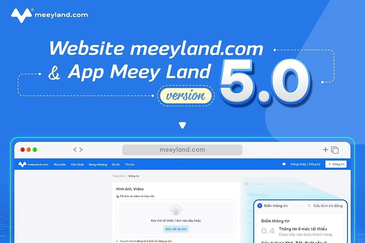 Khám phá giao diện mới mẻ của meeyland.com 5.0 - Giải pháp tối ưu cho quyết định giao dịch bất động sản.