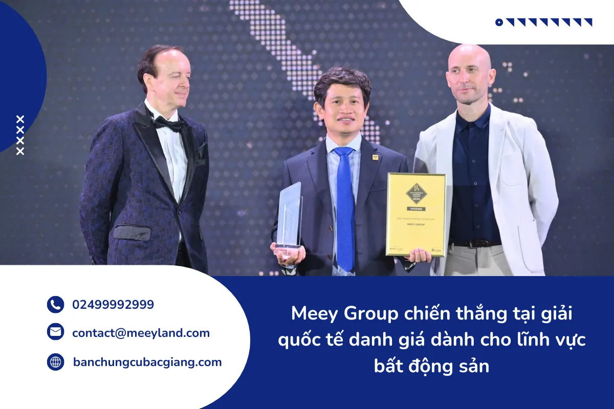 Ông Hoàng Mai Chung - Chủ tịch HĐQT Meey Group lên nhận giải thưởng Đổi mới sáng tạo và Ứng dụng công nghệ trong lĩnh vực bất động sản tốt nhất tại Dot Property Awards 2024 Ông Hoàng Mai Chung - Chủ tịch HĐQT Meey Group lên nhận giải thưởng Đổi mới sáng tạo và Ứng dụng công nghệ trong lĩnh vực bất động sản tốt nhất tại Dot Property Awards 2024