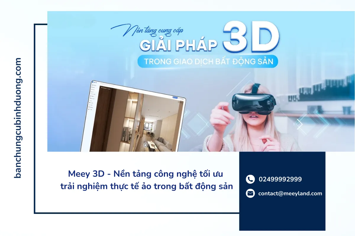 Meey 3D cung cấp giải pháp tạo tour thực tế ảo cho bất động sản, cho phép người bán và nhà môi giới tạo ra các tour tham quan ảo chất lượng cao