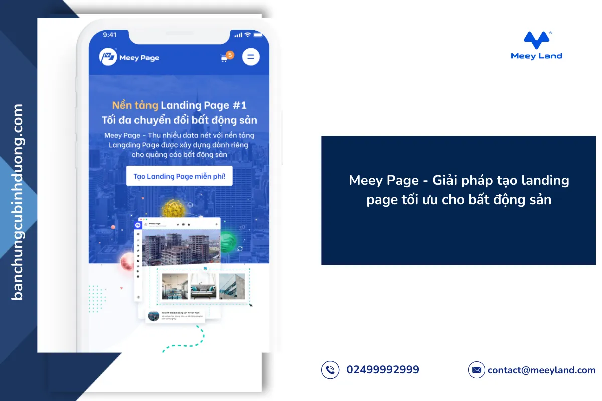 Meey Page cung cấp hàng trăm mẫu giao diện được thiết kế sẵn dành riêng cho ngành bất động sản