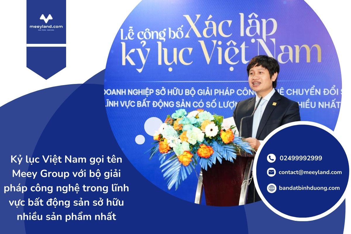 Ông Hoàng Mai Chung – Chủ tịch HĐQT Meey Group phát biểu tại lễ công bố xác lập Kỷ lục VN