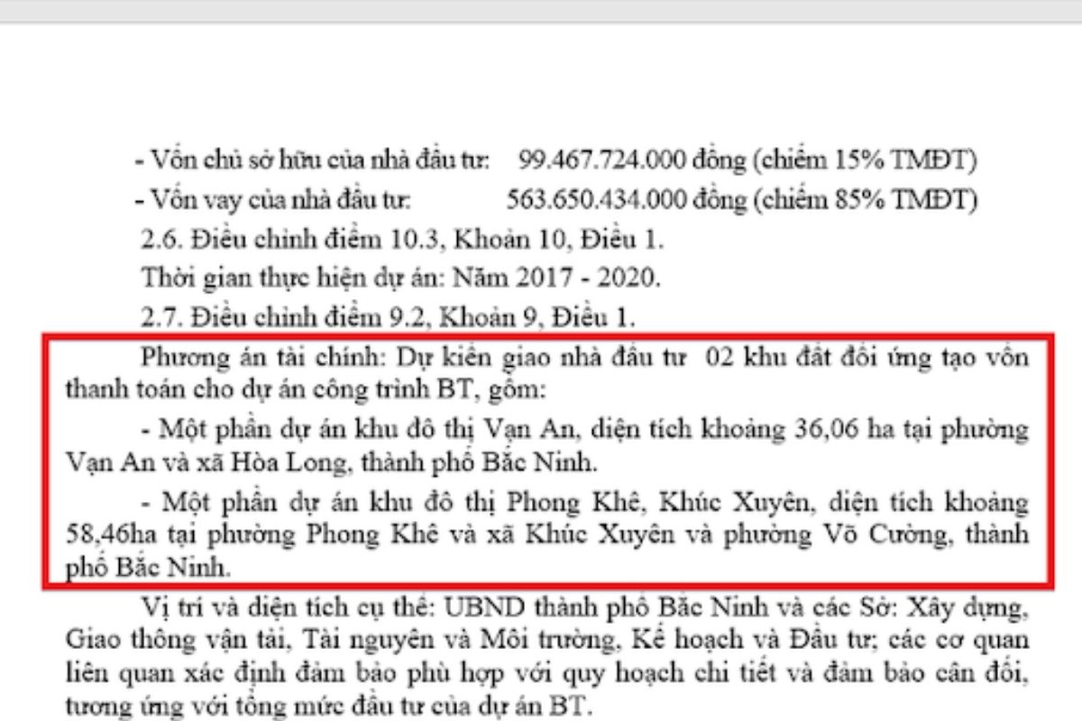 Dự án đổi đất lấy đường tại Bắc Ninh