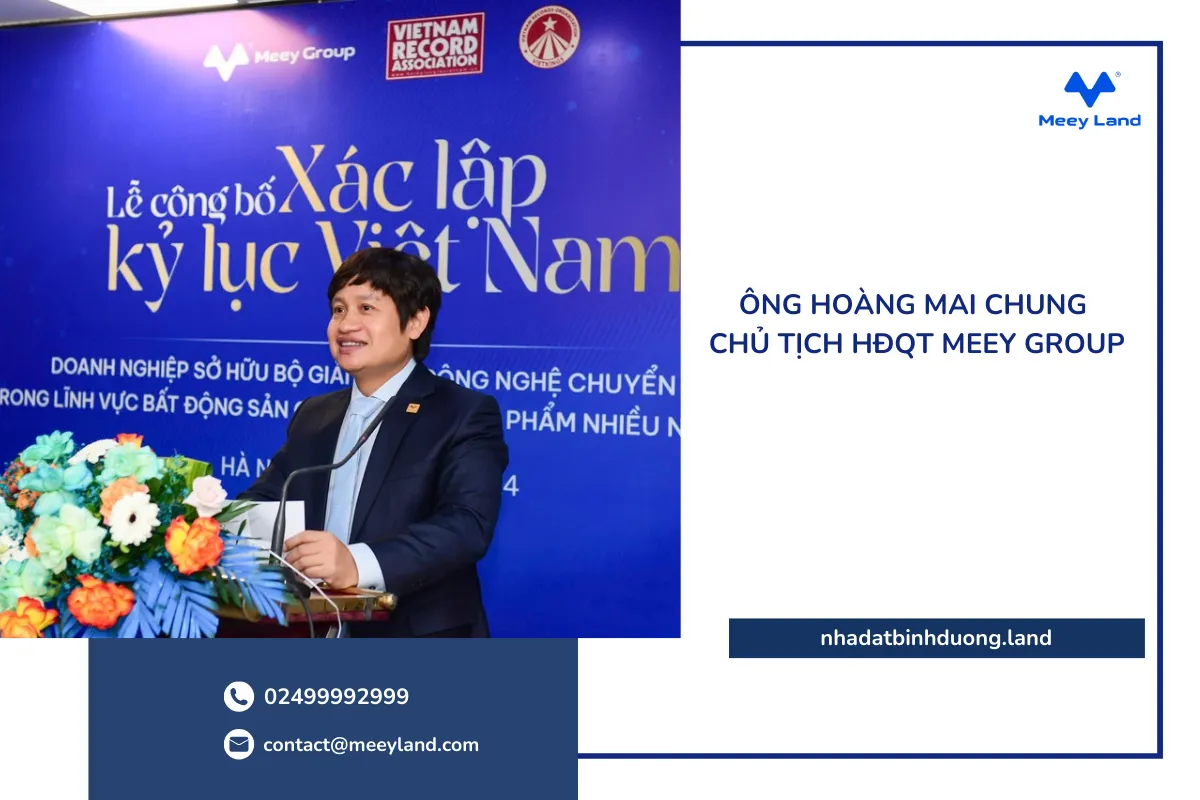 Ông Hoàng Mai Chung - Chủ tịch HĐQT Meey Group phát biểu tại lễ công bố xác lập Kỷ lục Việt Nam 