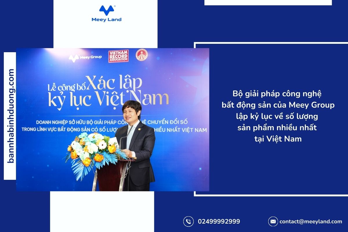 Ông Hoàng Mai Chung – Chủ tịch HĐQT Meey Group phát biểu tại lễ công bố xác lập Kỷ lục Việt Nam