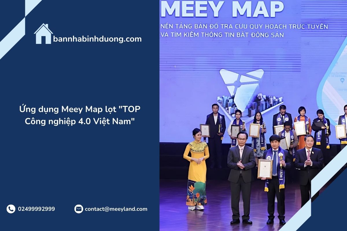 Ông Hoàng Mai Chung, Chủ tịch HĐQT Meey Land nhận giải thưởng tại lễ trao giải "TOP Công nghiệp 4.0 Việt Nam" (I4.0 Awards) lần thứ hai