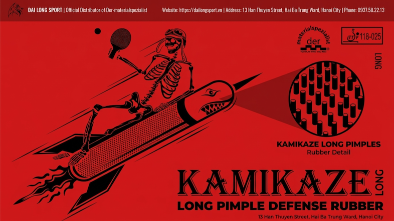 Giới thiệu về mặt vợt bóng bàn Kamikaze (gai dài) của Der-materialspezialist (2026)