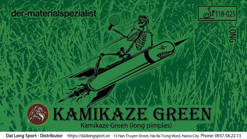 Giới Thiệu Về Mặt Vợt Bóng Bàn Kamikaze Green (Gai Dài) Của Der-Materialspezialist