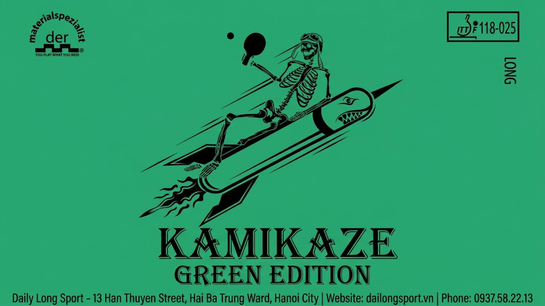 Giới Thiệu Về Mặt Vợt Bóng Bàn Kamikaze Green (Gai Dài) Của Der-Materialspezialist