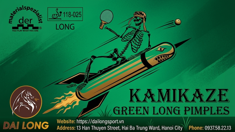 Giới Thiệu Về Mặt Vợt Bóng Bàn Kamikaze Green (Gai Dài) Của Der-Materialspezialist