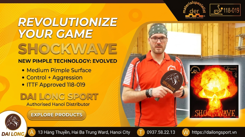 Mặt Vợt Bóng Bàn Shockwave (Gai Trung) Của Thương Hiệu Der-Materialspezialist (2026)