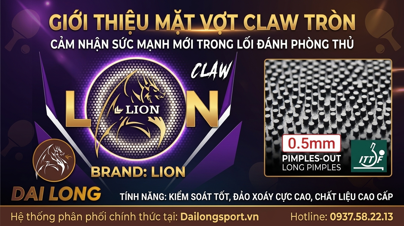 Mặt Vợt Bóng Bàn Lion Claw Đầu Tròn