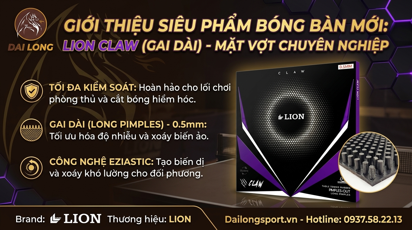Mặt Vợt Bóng Bàn Lion Claw OX (Gai Dài)