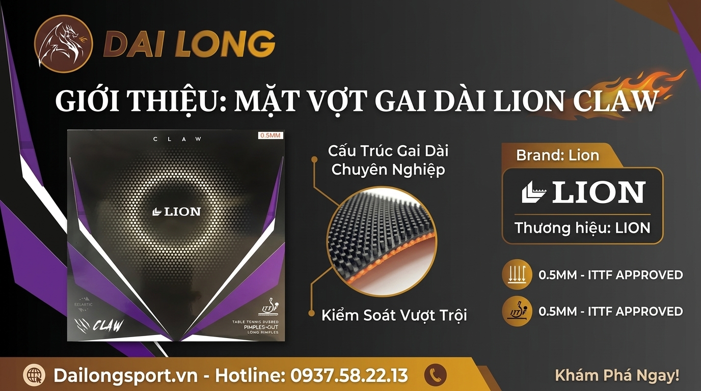 Mặt Vợt Bóng Bàn Lion Claw OX (Gai Dài)