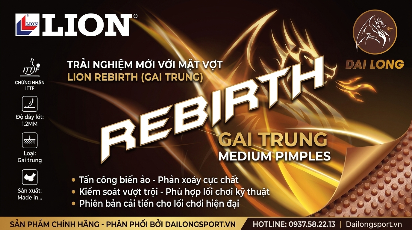 Mặt Vợt Bóng Bàn Lion Rebirth (Gai Trung)