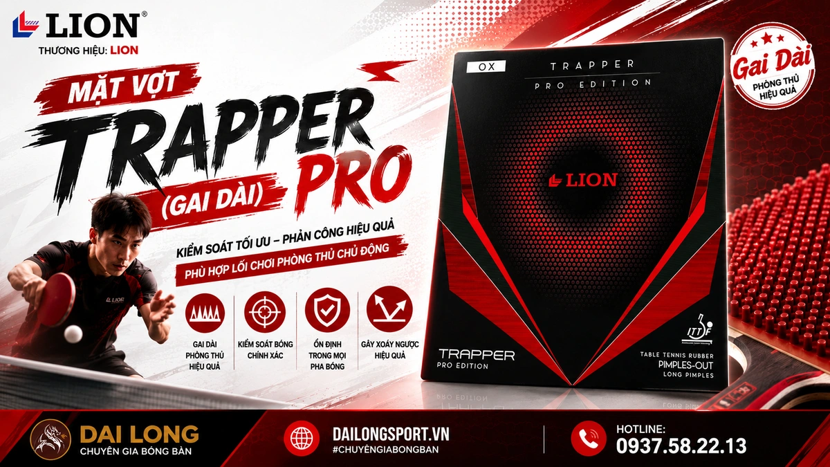 Mặt vợt Trapper pro (gai dài) - Đại Long Sports 2