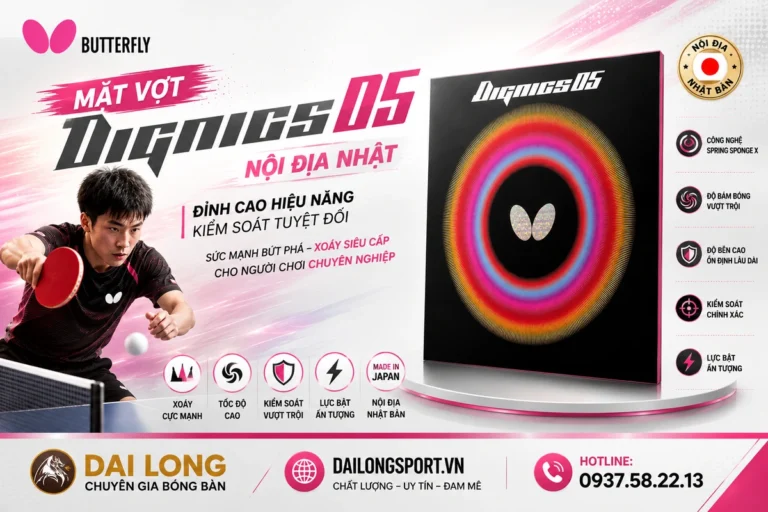 Đánh Giá Chi Tiết Mặt Vợt Bóng Bàn Butterfly Dignics 05 Nội Địa Nhật: "Vũ Khí Tối Thượng" Của Kỷ Nguyên Mới
