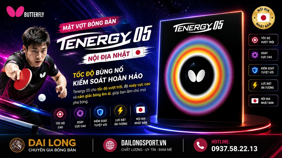 Giải Mã Huyền Thoại Mặt Vợt Bóng Bàn Tenergy 05 Nội Địa Nhật: Tiêu Chuẩn Vàng Của Độ Xoáy