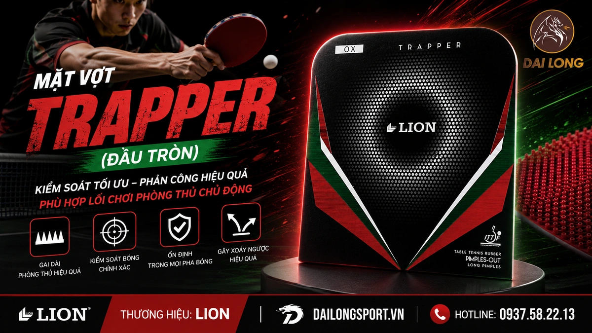 Mặt vợt bóng bàn Trapper đầu tròn