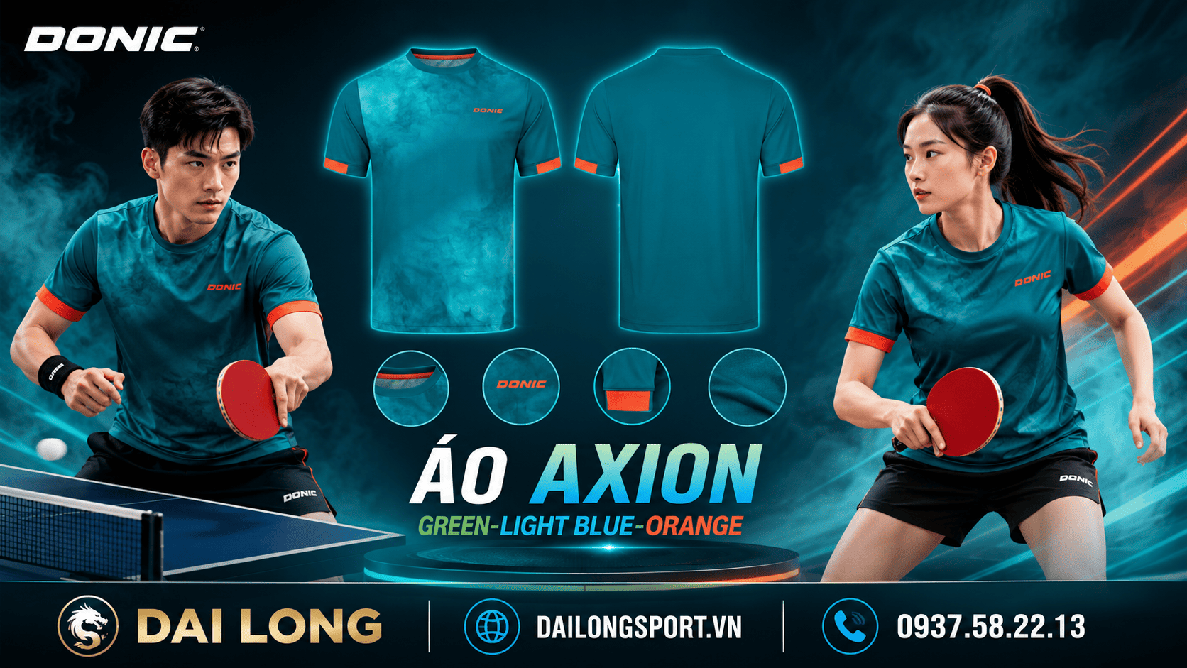 Áo bóng bàn Áo Axion Navy-Light Blue-Lime