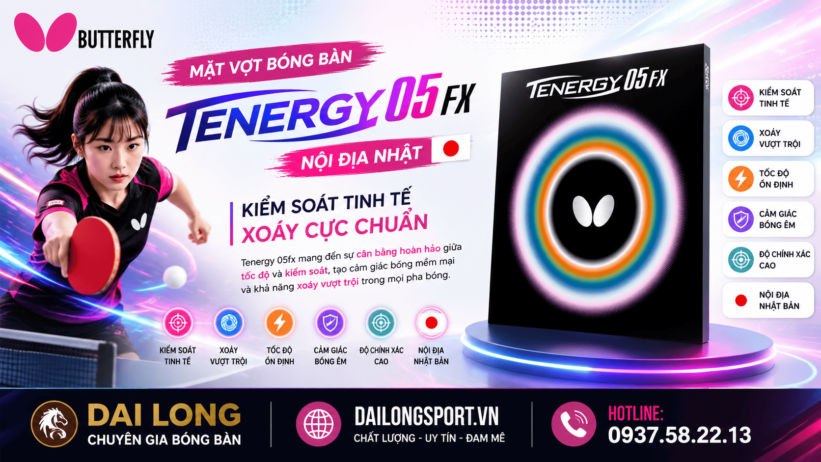 Mặt vợt bóng bàn - Tenergy 05fx nội địa Nhật