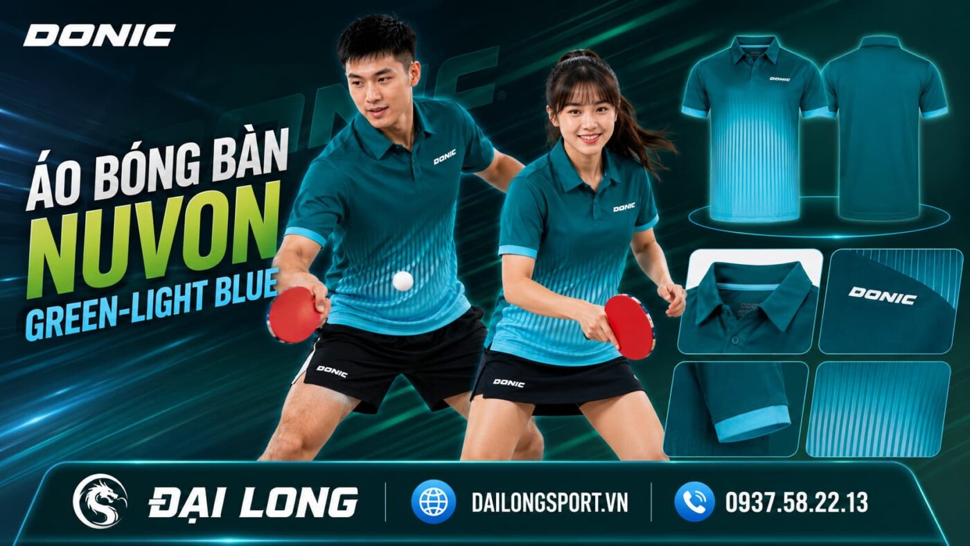 Áo bóng bàn Nuvon Green-Light Blue