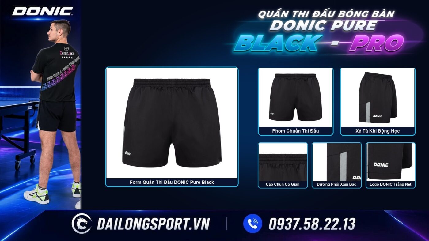 Đánh Giá Quần Thi Đấu DONIC Pure Black Chính Hãng