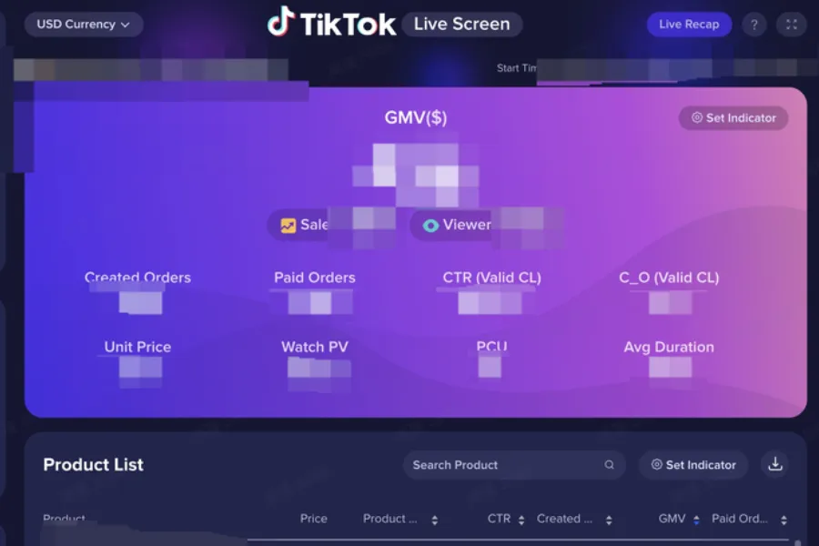 Theo dõi trong thời gian thực về các giao dịch trong Live