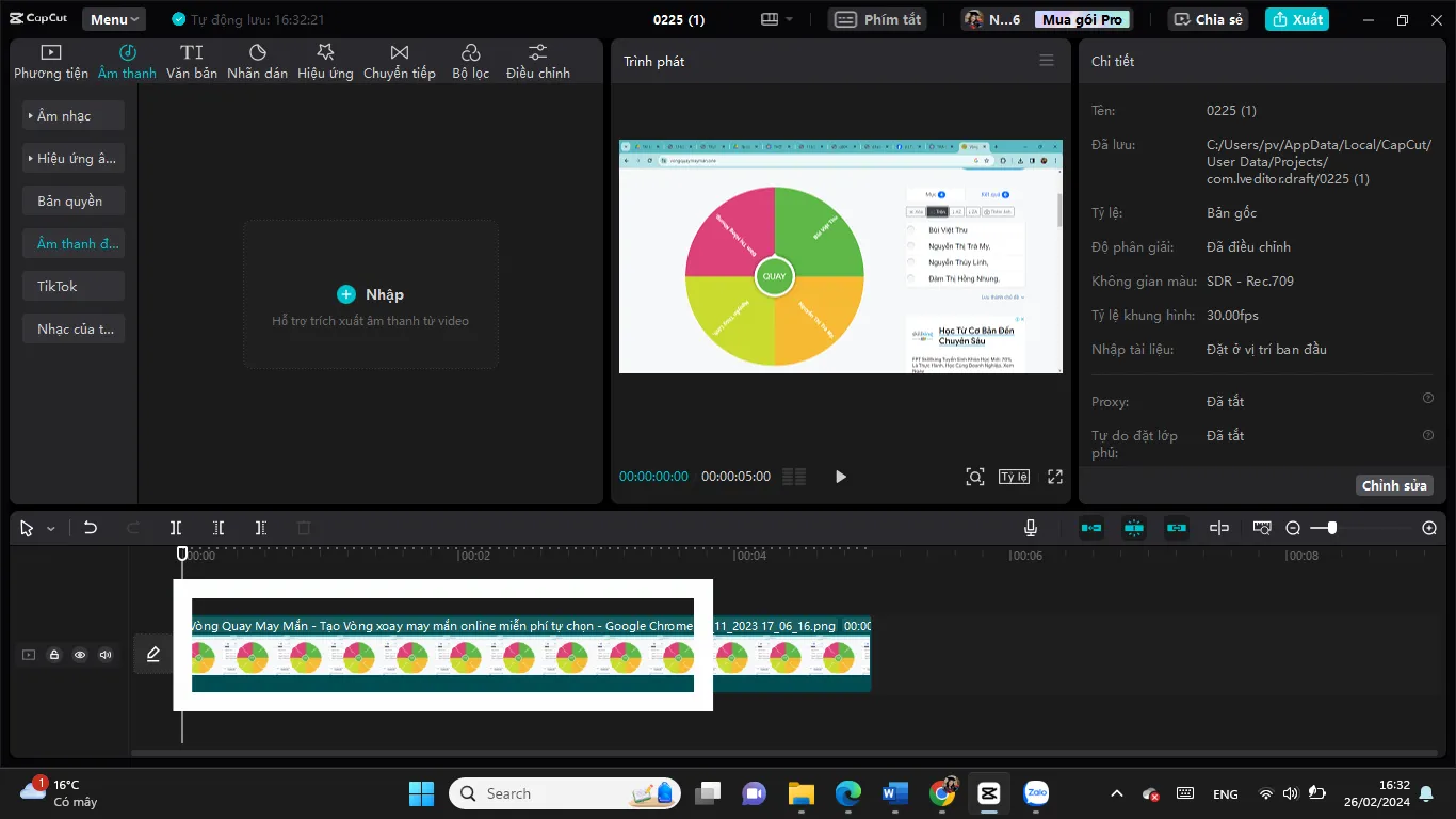 Quy trình đồng bộ hóa âm thanh vào video TikTok bằng CapCut