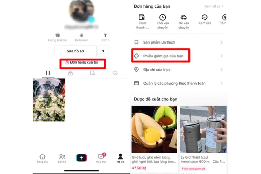 Vào mục đề xuất để tìm kiếm và lựa chọn mã giảm giá TikTok nếu có