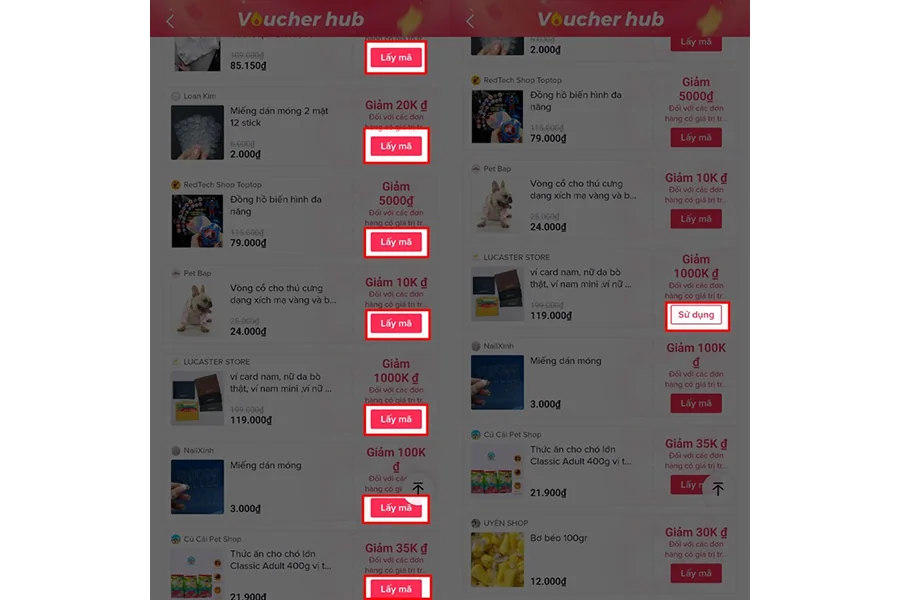 Lướt và tìm xem mã giảm giá nào phù hợp, tiếp đó ấn Lấy mã. cach de lay voucher freeship extra tiktok that de dang 5