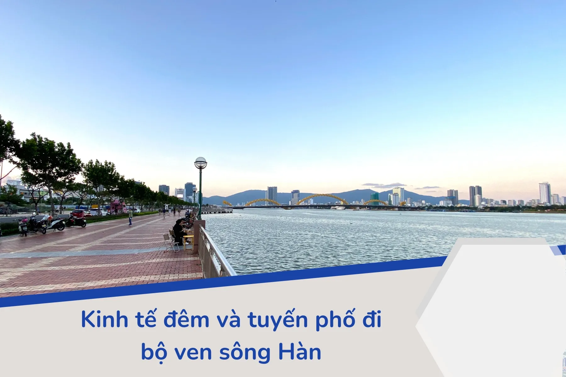 Phố đi bộ ven sông Hàn với các cửa hàng, quán ăn và khu vui chơi