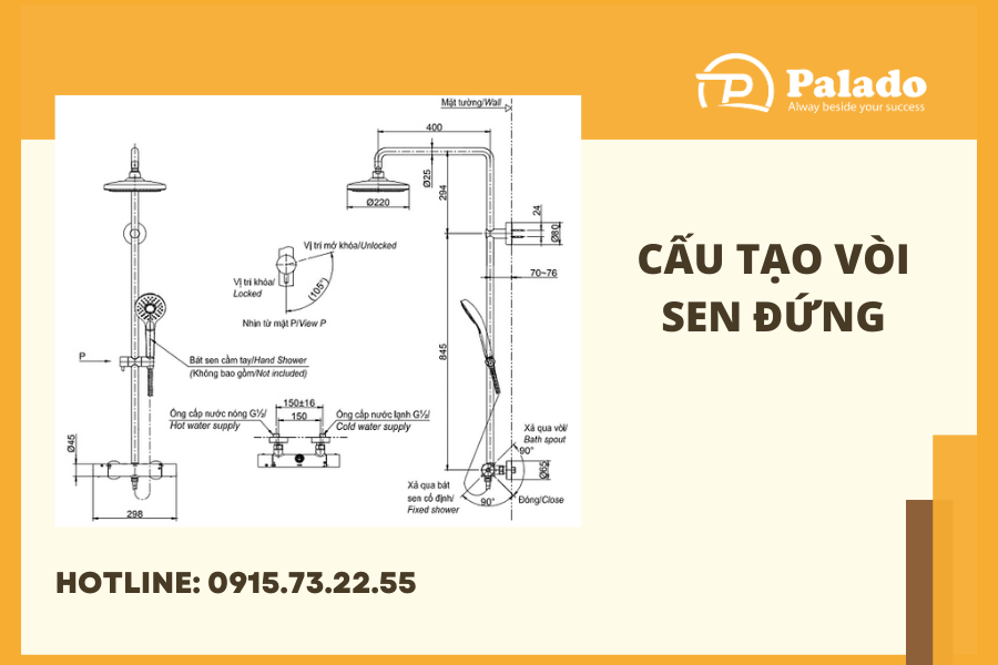 Cấu tạo vòi sen đứng Cấu tạo vòi sen đứng