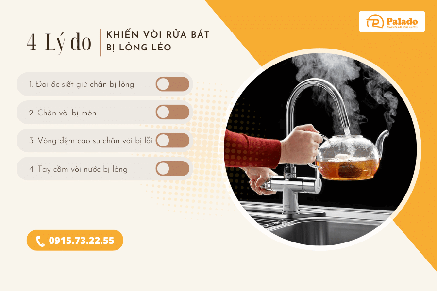Nguyên nhân khiến vòi nước rửa bát bị lỏng Nguyên nhân khiến vòi nước rửa bát bị lỏng