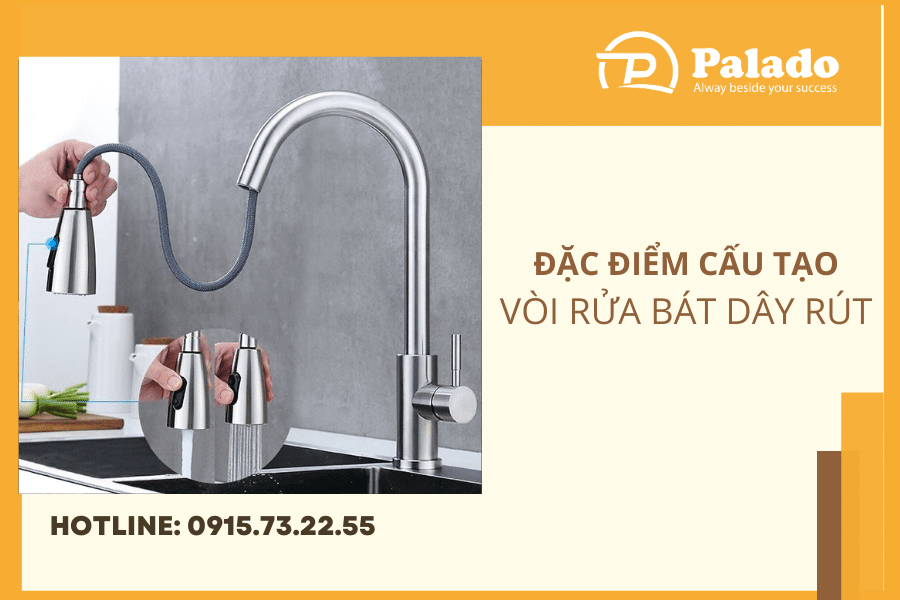 Đặc điểm cấu tạo của vòi rửa bát dây rút Đặc điểm cấu tạo
