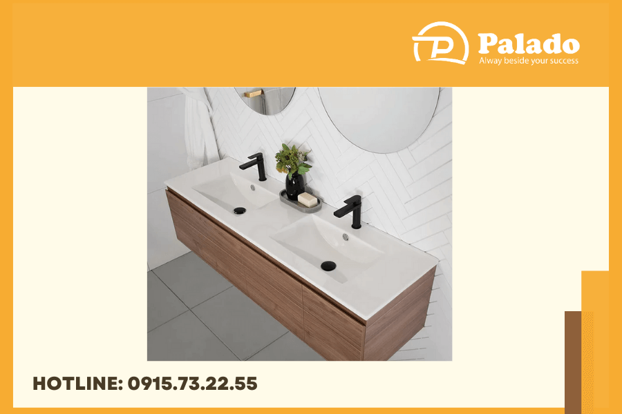 tủ lavabo đôi hiệu quả tiện tích bồn rửa đôi