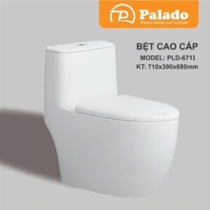 Bồn cầu liền khối xả xoáy Trắng PLD-671I (Siphonic – One-piece toilet – S-trap 300mm – PP seat cover PLD-671I) (2025)